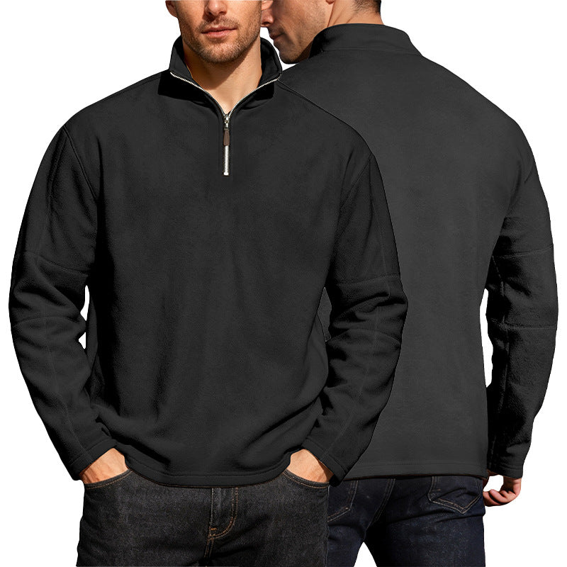 Herren nan leichter Mikrofleece-Performancepullover mit kurzem Reißverschluss Raglanärmeln und formgebenden Nähten EB