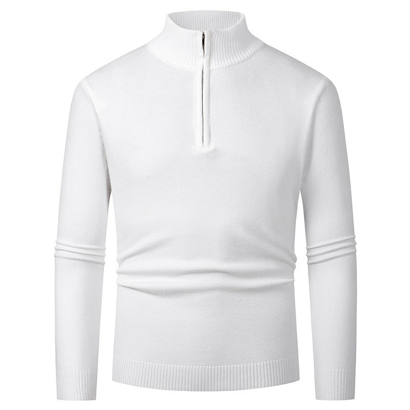 Herren Strickpullover mit hohem Kragen und halbem Reißverschluss EB