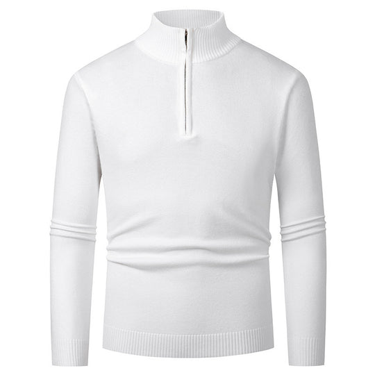Herren Strickpullover mit hohem Kragen und halbem Reißverschluss EB