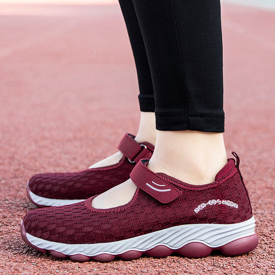 Damen Komfortable Slip-On Freizeitschuhe mit Klettverschluss EB