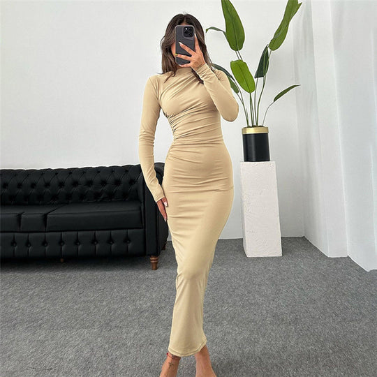 Damen Elegantes, figurbetontes Maxikleid mit innovativem Drapé EB