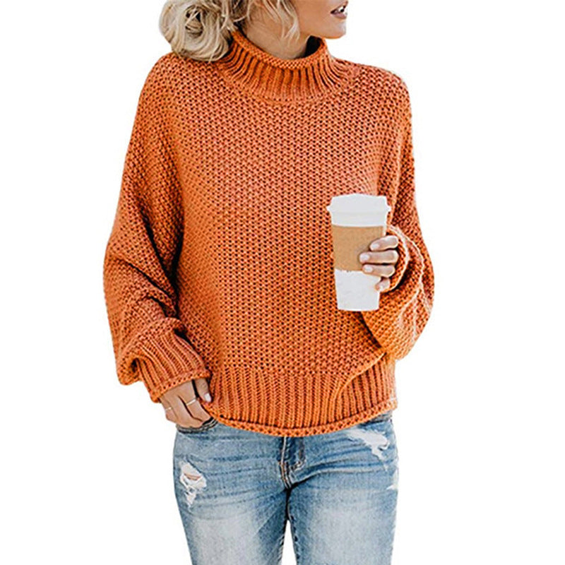 Damen nan grobstrick Rollkragenpullover mit Oversize-Schnitt und Blockstreifen-Optik EB
