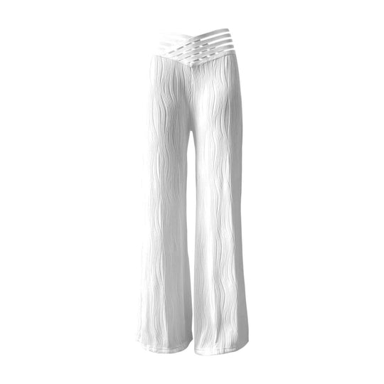 Damen Hochtaillierte Palazzo-Hosen mit trendigem Rippendesign EB