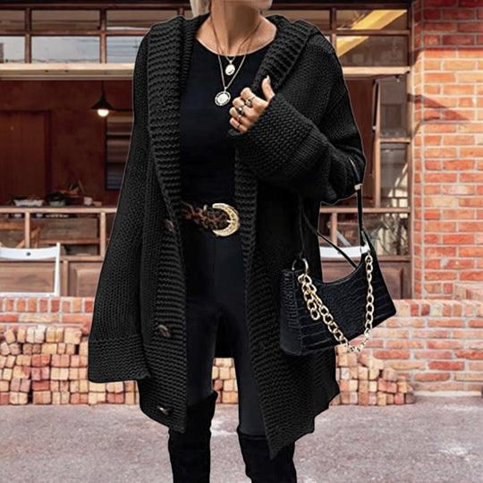 Damen Offene Strickjacke mit elegantem Strukturmuster und praktischen Taschen EB