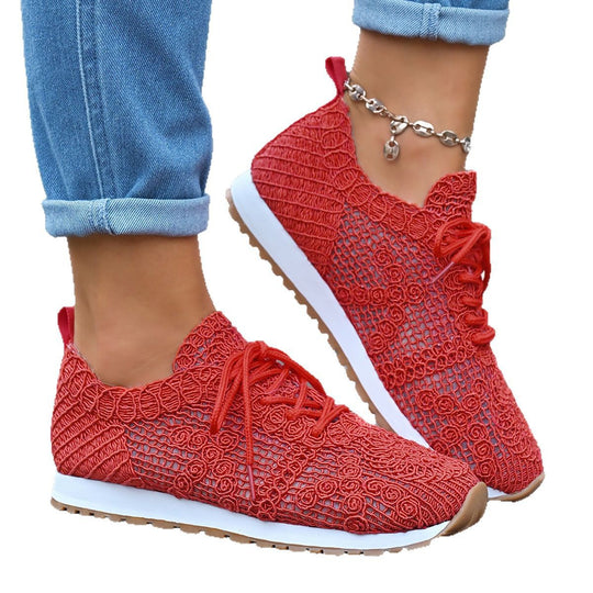 Damen Atmungsaktive Freizeitsneaker mit floralem Netzdesign EB