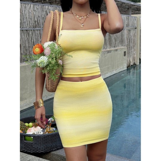 Damen Sommerliches Crop-Top und Minirock Set EB