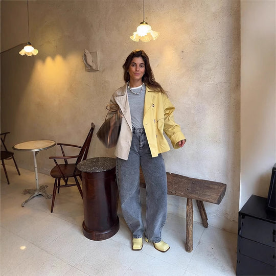 Damen modische Übergangsjacke mit relaxter Silhouette EB