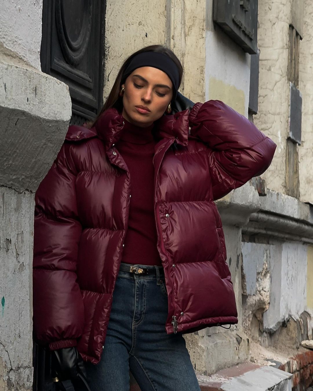Damen Steppjacke mit voluminösem Schnitt und hohem Kragen EB