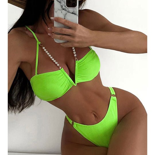 Damen raffinierter Bikinis mit Perlenakzenten EB