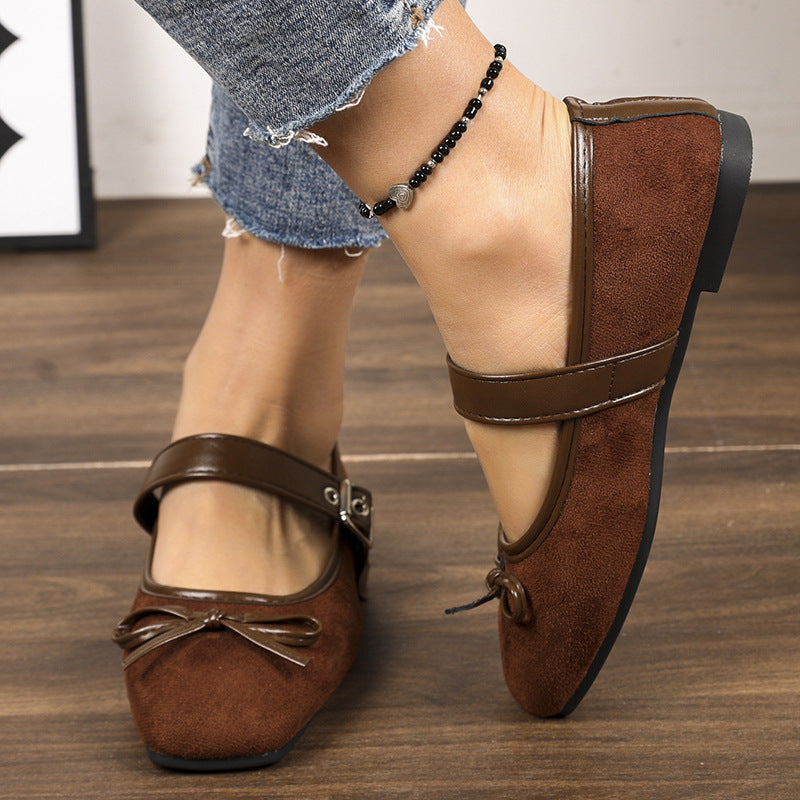 Damen  Ballerinas mit Leopardenmuster, verstellbarem Mary-Jane-Riemen und dekorativer Schleife EB