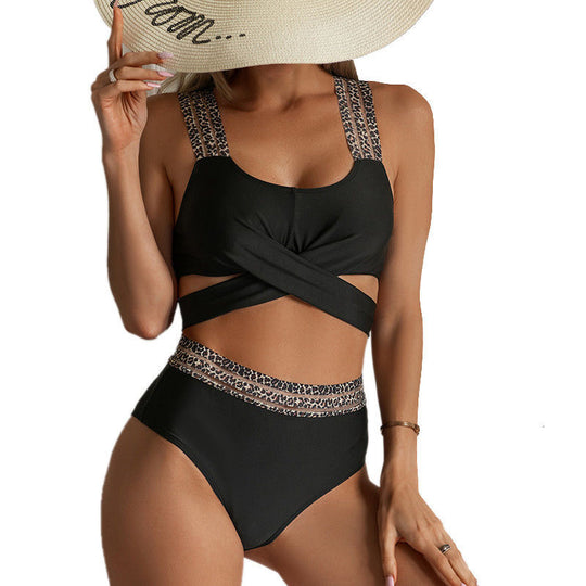 Damen Hochgeschchnittener Bikini mit stilvollen Tiermotiv-Details EB