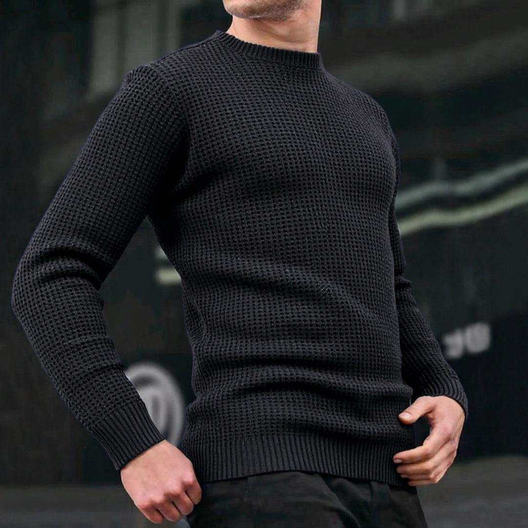 Herren lockerer Strickpullover mit Waffelmuster EB