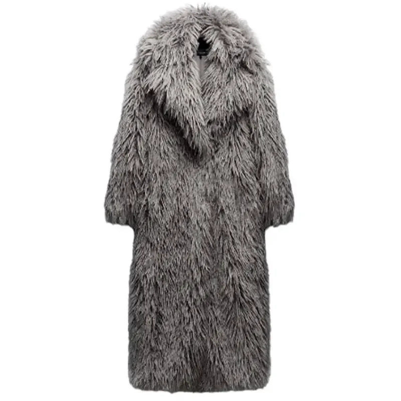 Damen Flauschiger Oversized-Mantel aus Kunstpelz EB