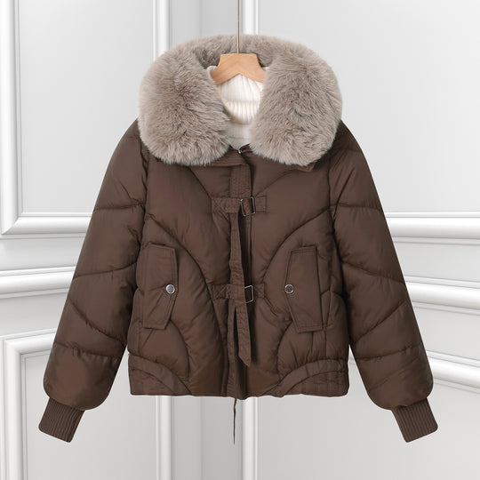 Damen nan kurzes Pilotblouson mit voluminösem Schalkragen, Kordelzugsaum und aufgesetzten Pattentaschen EB