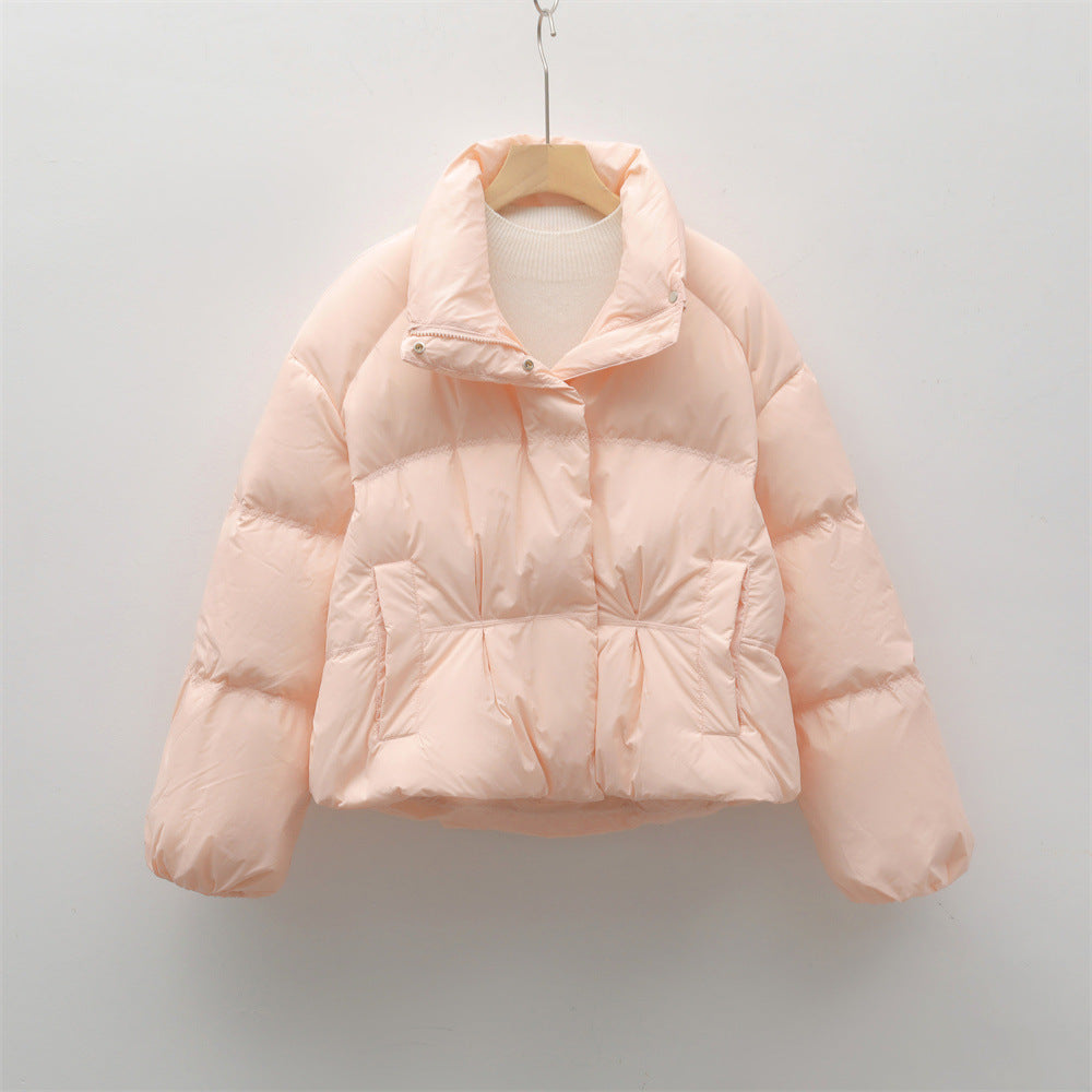 Damen modische gesteppte Kurzjacke mit hohem Kragen und praktischen Taschen EB