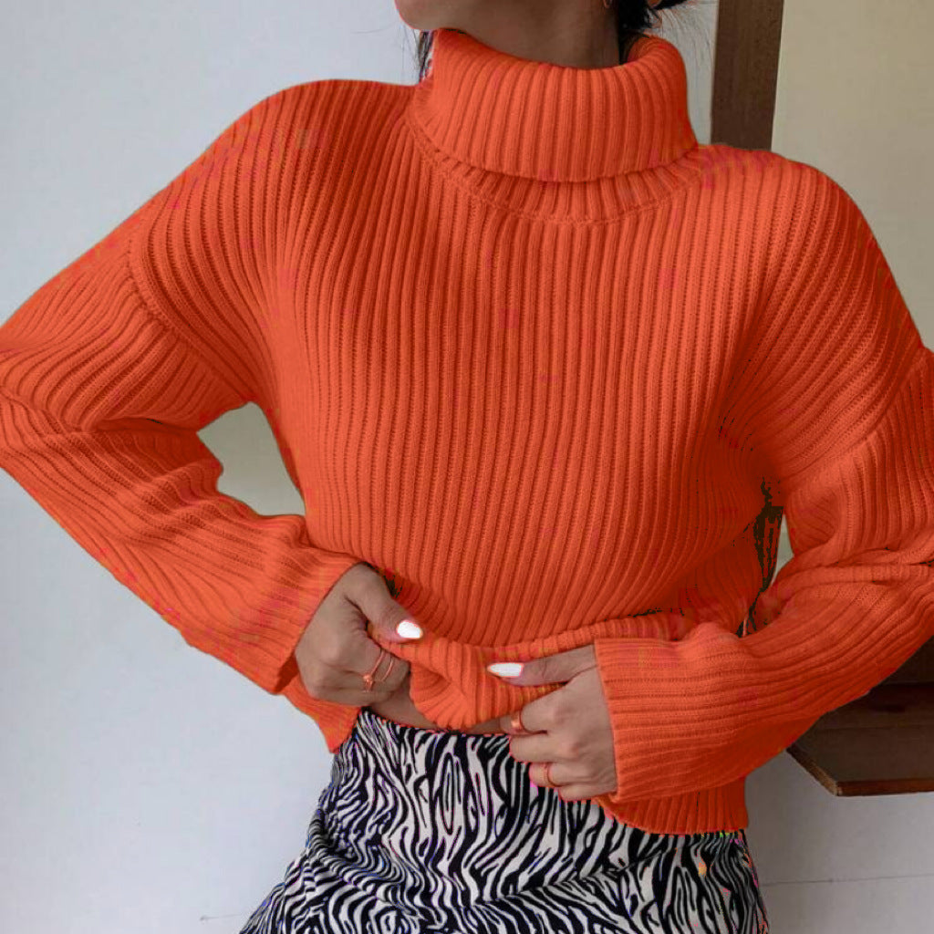 Damen Hochwertiger Rollkragenpullover mit strukturiertem Rippstrick EB