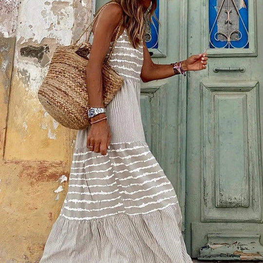 Damen Langes Sommerkleid mit eleganten Streifen von EB