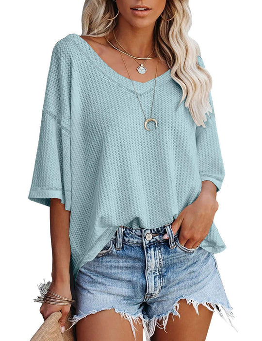 Damen lässiges Oversized-Oberteil mit strukturiertem Webmuster EB