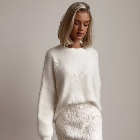 Damen Glamouröser Paillettenrock mit floralem Detail EB