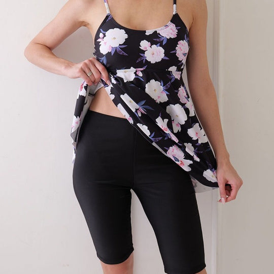 Damen Tankini-Set mit floralem Design und sportlichen Shorts EB