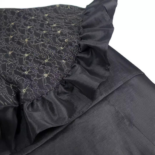 Damen Elegantes Kleid mit Spitzenoberteil und voluminösen Rüschen EB