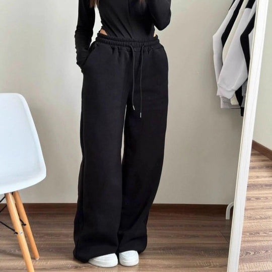 Unisex nan locker fallende Loungehose mit elastischem Kordelbund, Eingrifftaschen und geradem Bein EB
