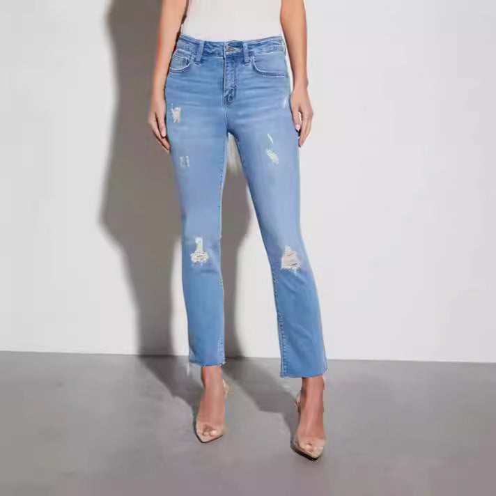 Damen Ripped Jeans mit elegantem Schnitt und modischen Details EB