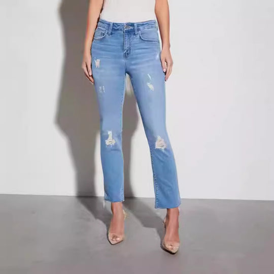 Damen Ripped Jeans mit elegantem Schnitt und modischen Details EB