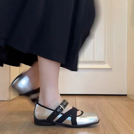 Damen elegante Ballerinas mit modernem Riemchen-Design EB