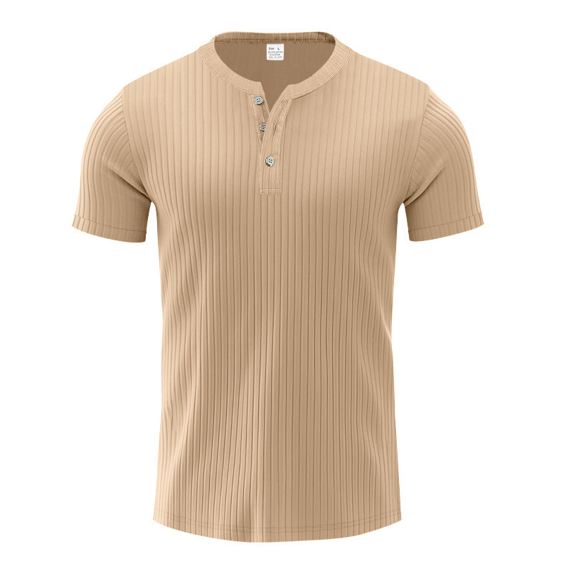 Herren Kurzarm-Henley-T-Shirt mit strukturiertem Design EB