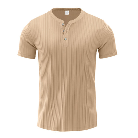 Herren Kurzarm-Henley-T-Shirt mit strukturiertem Design EB