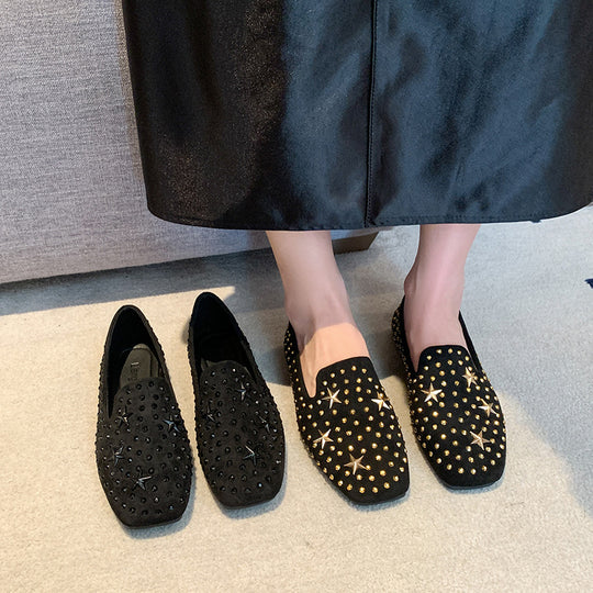 Damen Elegante Mokassins mit Glitzer-Applikationen EB
