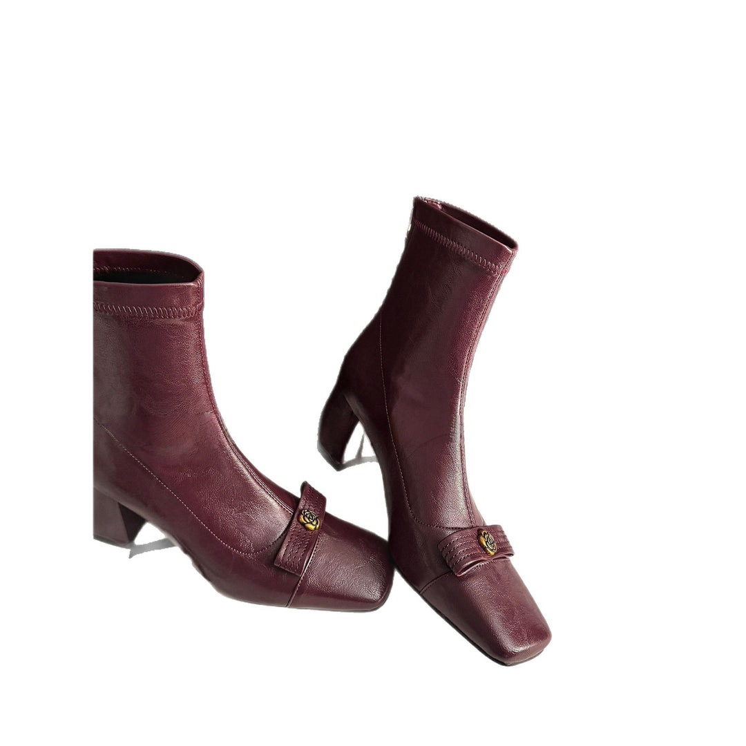 Damen elegante Stiefeletten mit modischem Schleifenakzent und robustem Blockabsatz EB