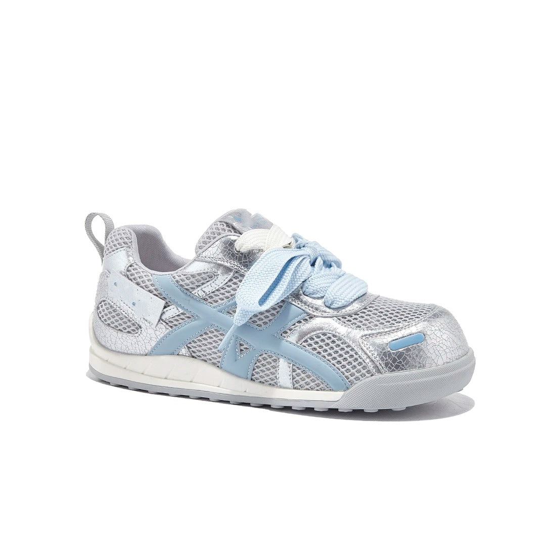 Damen Atmungsaktive Freizeit-Sneaker mit trendigem Mesh-Obermaterial und verspieltem Schnürdesign EB