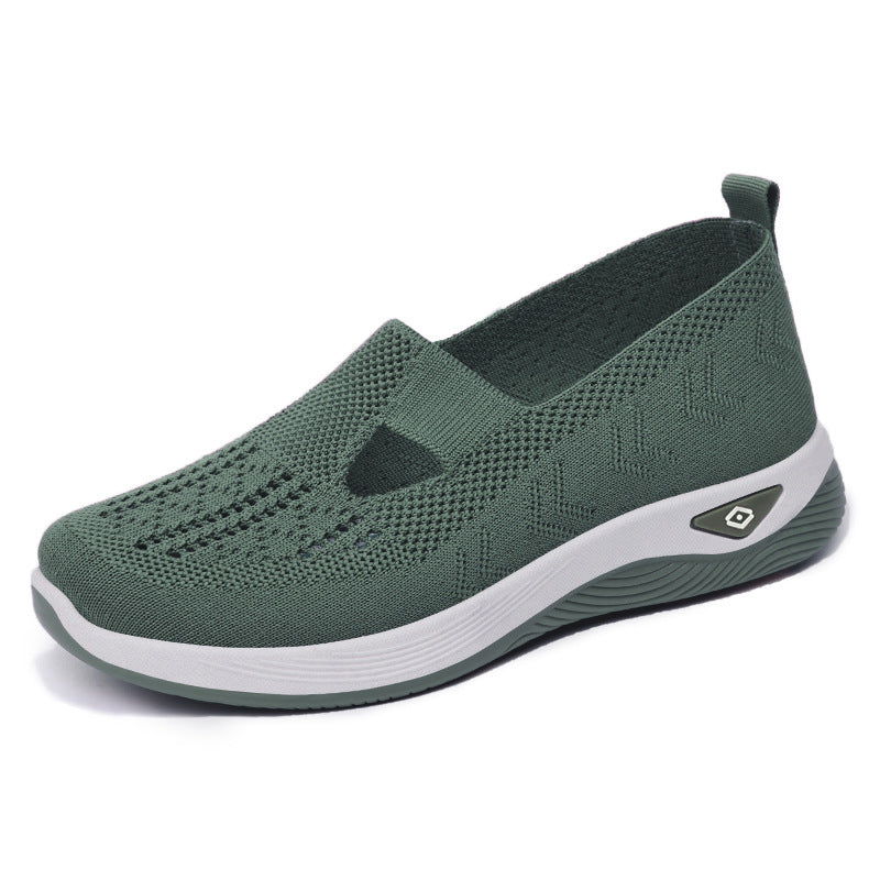Damen nan leichte atmungsaktive Slip-On Sneaker mit elastischem Strickoberteil und orthopädischer Komfortsohle EB