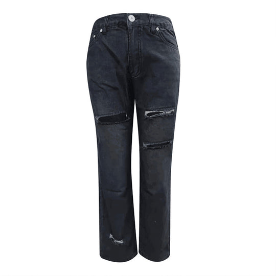 Damen modische Destroyed Jeans im lässigen Schnitt mit hohen Taschen und einzigartigen Details EB