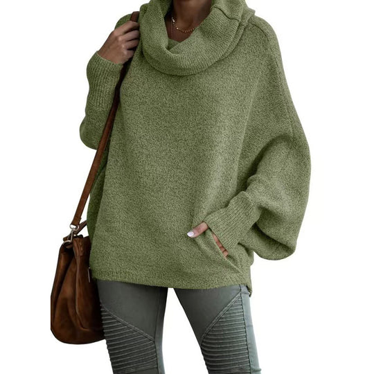 Damen Oversized Strickpullover mit Rollkragen EB