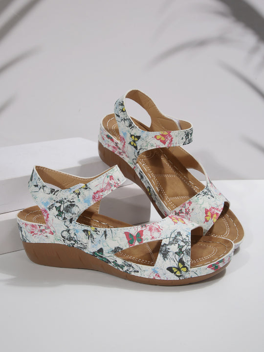 Damen Komfortable Riemensandalen mit verstellbaren Klettverschlüssen und anatomischem Fußbett EB