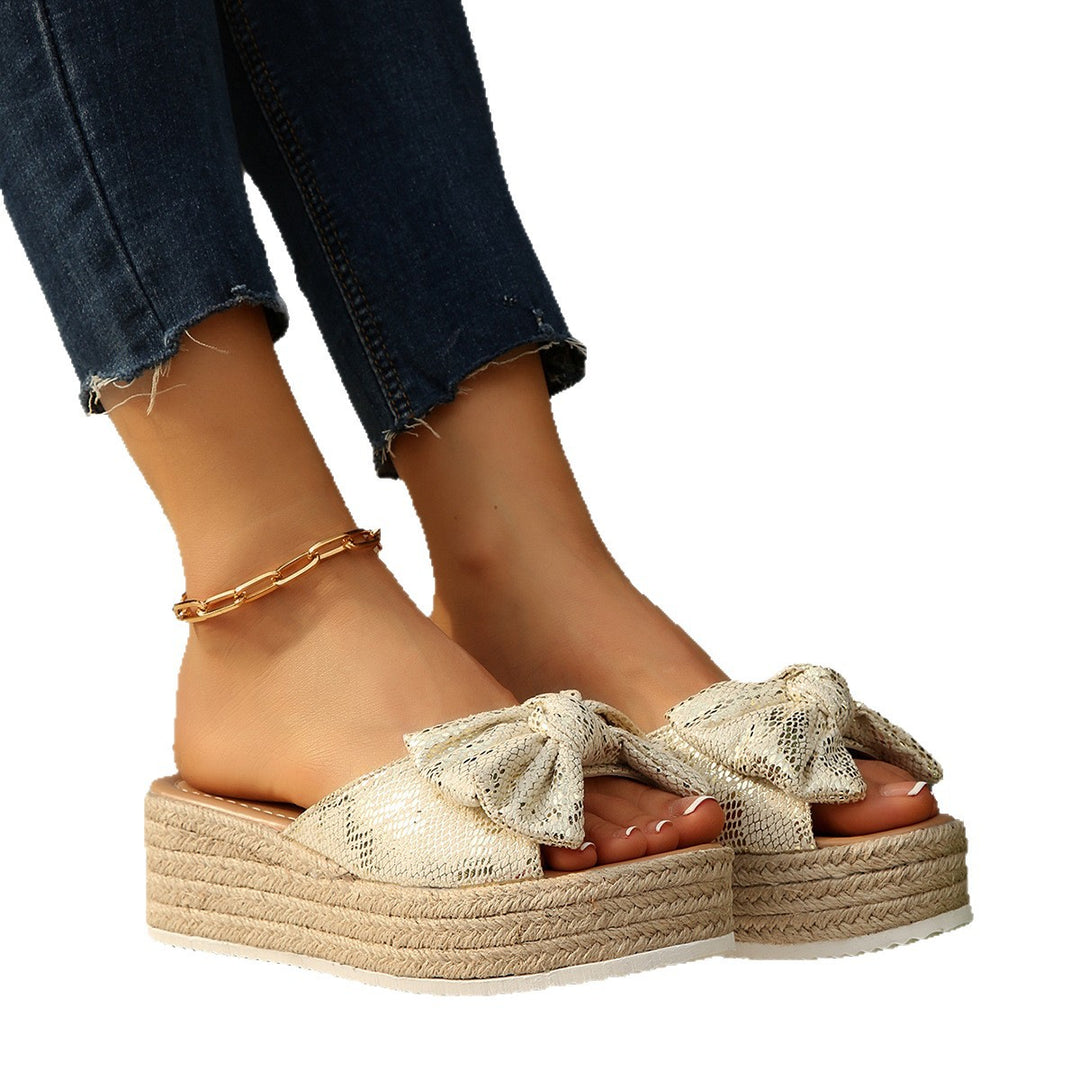 Damen Wedge-Pantoletten mit modischem Schleifen-Design EB