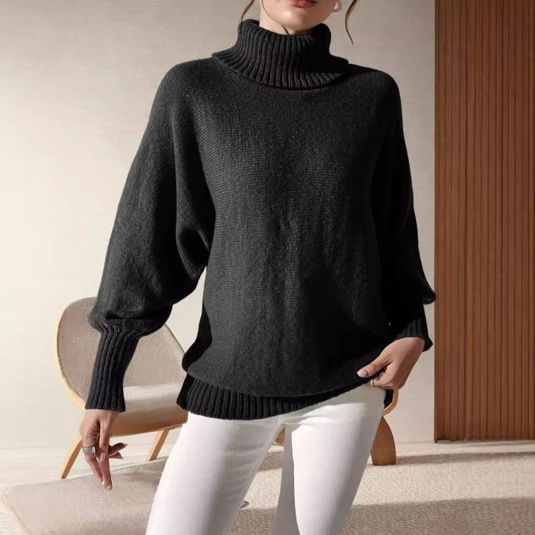 Damen modischer Rollkragenpullover mit lässigem Schnitt und strukturiertem Maschenmuster EB