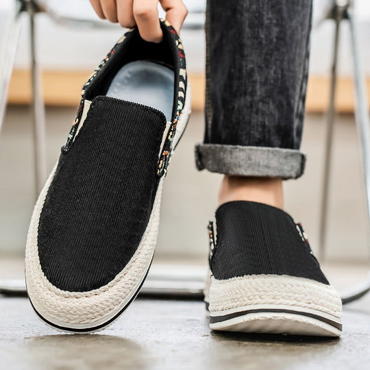 Damen Espadrilles-Slipper mit elastischem Einschlupf und modischem Textil-Obermaterial EB
