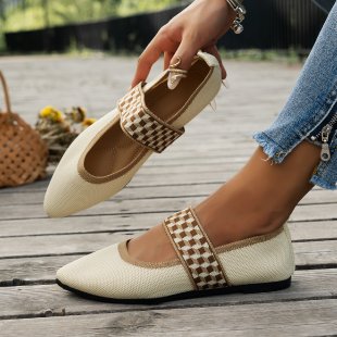 Damen Ballerinas mit modischem Riemen und bequemem Fußbett EB