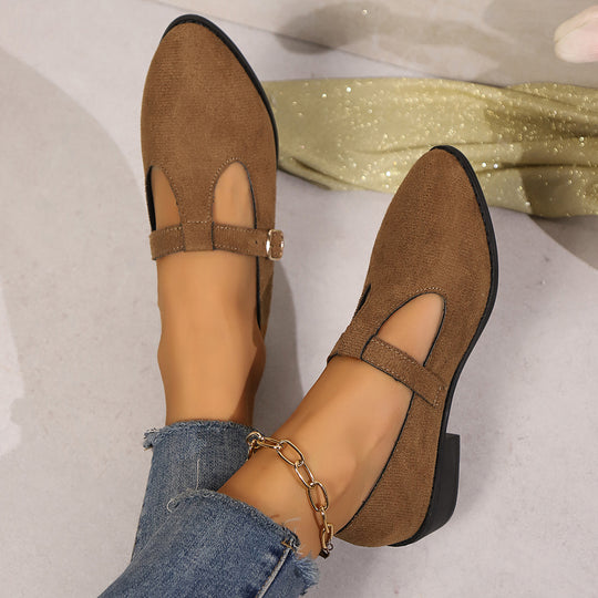 Damen Elegante Ballerinas mit verstellbarem Riemen EB