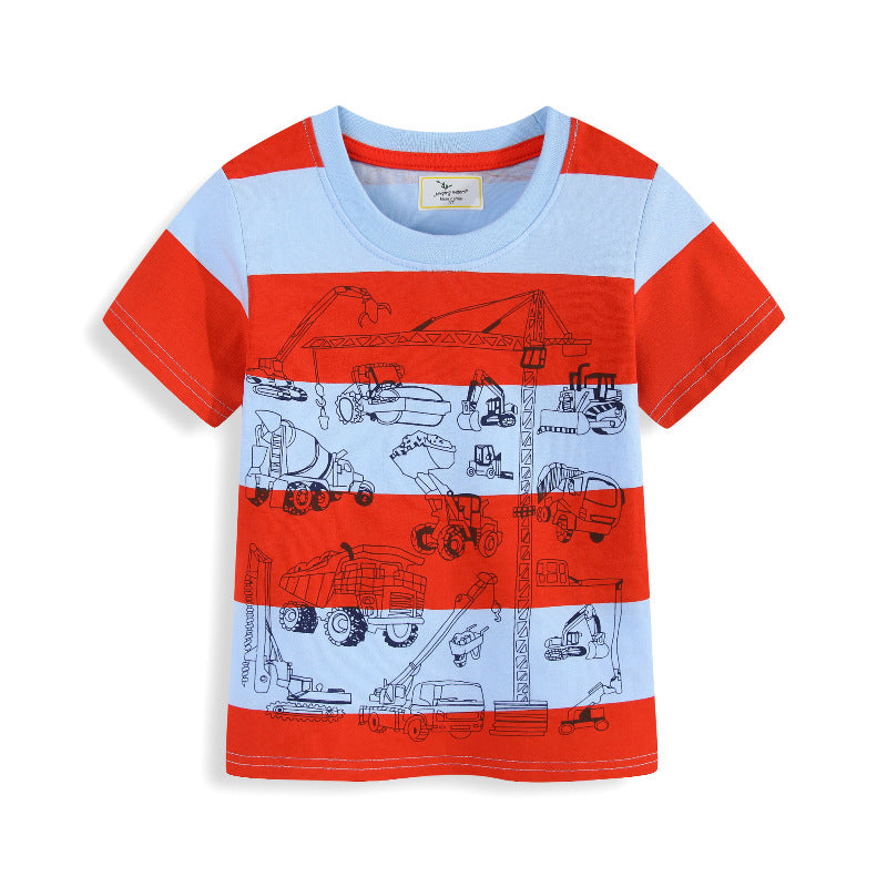 Jungen T-Shirt mit buntem Baustellenfahrzeug-Motiv EB