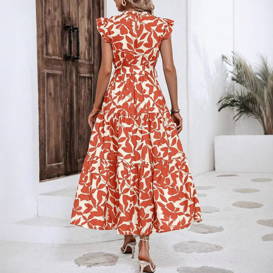 Damen Maxikleid mit Rüschendetails und floralem Print EB