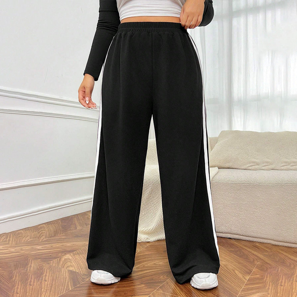 Damen sportliche weite Freizeithose mit seitlichen Kontraststreifen EB