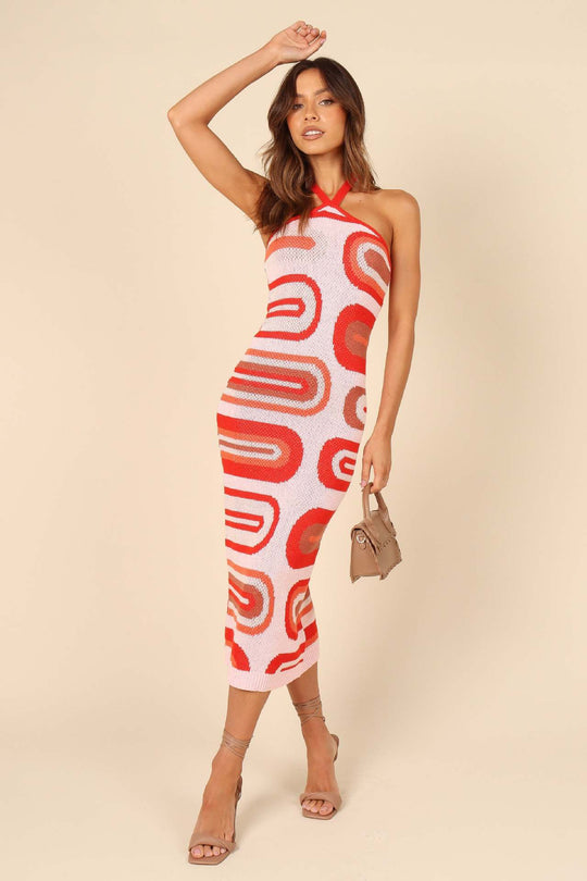 Damen Maxikleid mit lässigem Schnitt und kreativem Muster EB