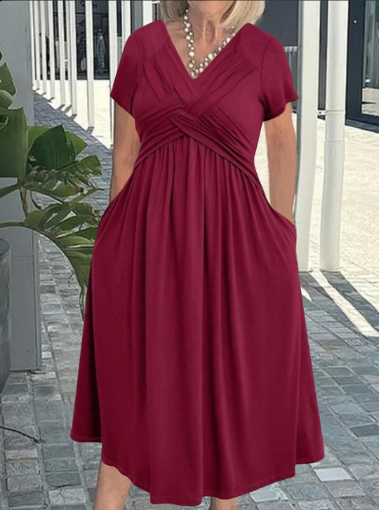 Damen Jumpsuit mit figurbetontem Wickeldesign und elegantem V-Ausschnitt EB