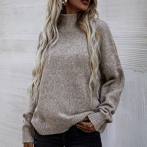 Damen gemütlicher Rollkragenpullover aus hochwertiger Strickware EB