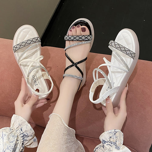 Damen Elegante und komfortable Sandalen mit dekorativem Strass-EB